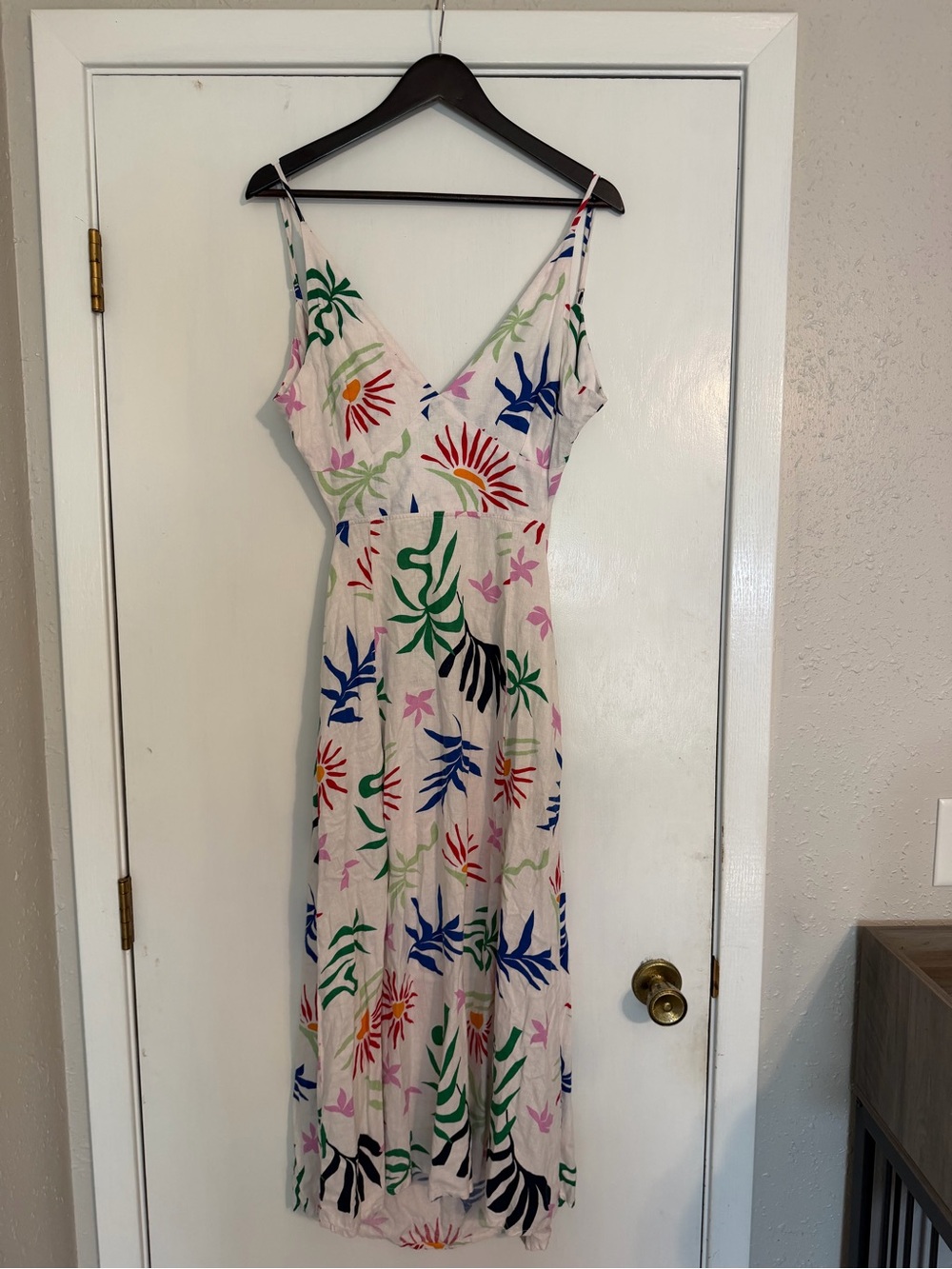 LOFT Beach Tropical Botanical Tie Back Cutout Midi Dress 8P